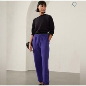 NWT Athleta Easy Fleece‎ Jogger Pants Vibrant Blue/Purple large white